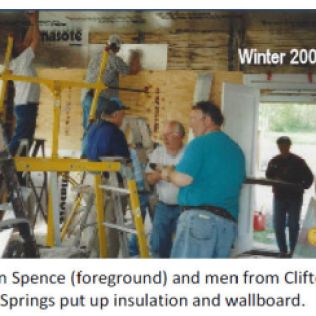 Volunteers from Clifton Springs Men's Group helped with the walls, 2001.